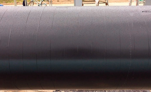 The completed pipe after application of the Premcote 101 Tape at Water Treatment Facility in Vietnam