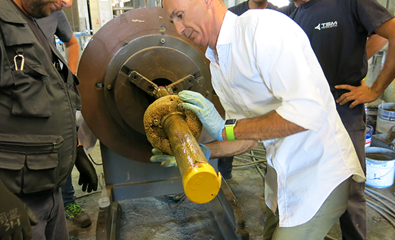 Applicator applying Premtape LD Mastic to the joint.