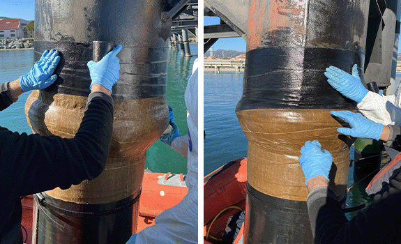 Application of the Premier™ GOW UV to Jetty Pile as part of the SeaShield 70 System