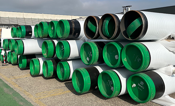 Pipe lengths wrapped with the Premier Butyl Tape System